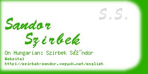 sandor szirbek business card